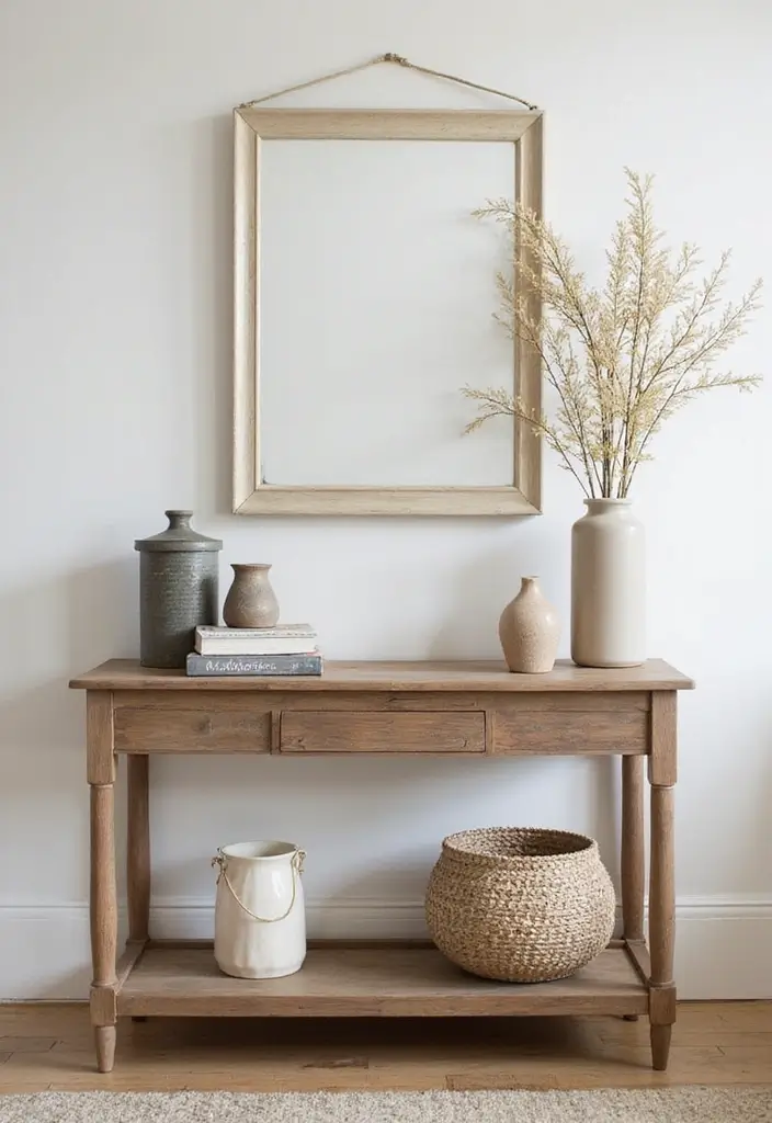 Color coordinated console decor