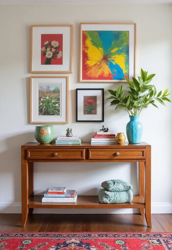 Colorful console decor