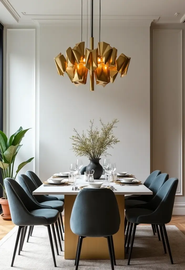 Angular Modern Marvel Brass Chandelier