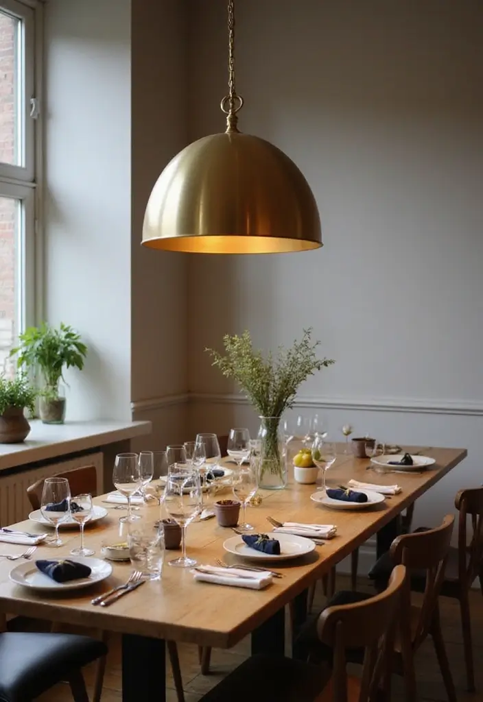 Sleek Elegant Pendant Brass Chandelier