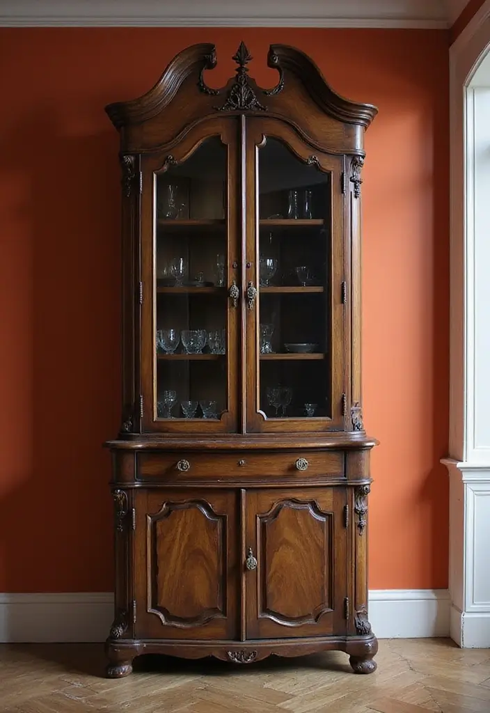 Smoked-glass cabinet with accent wall