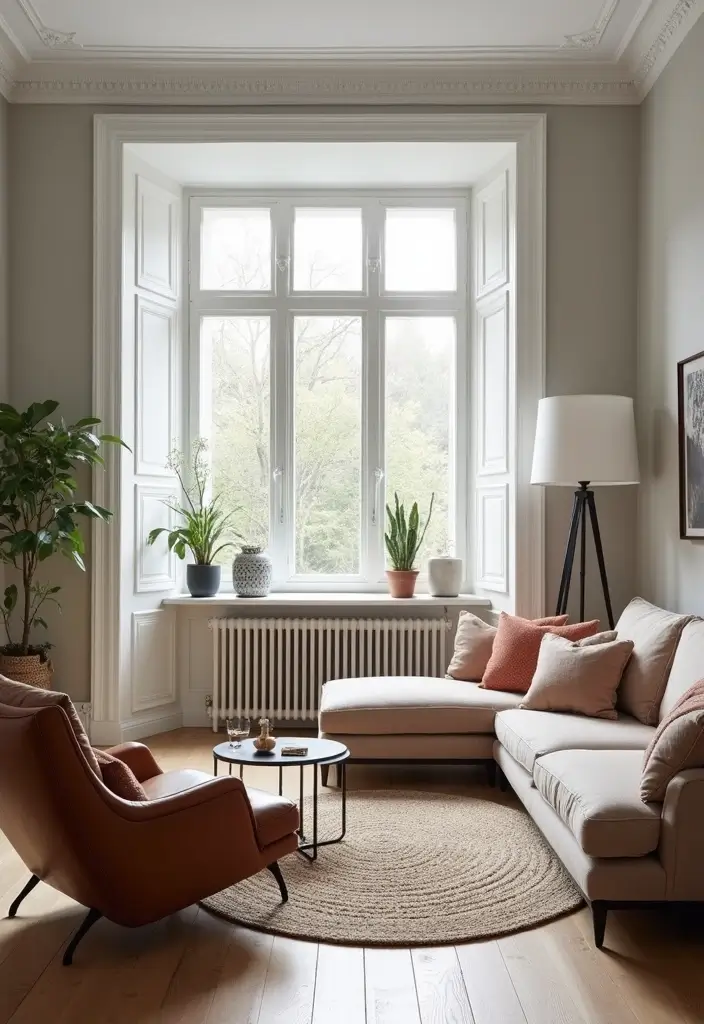 Scandinavian Living Room with Timeless Furniture and Leather Chair