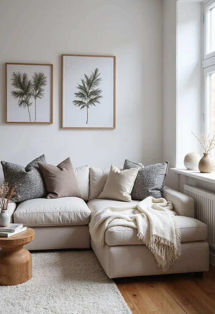 Scandinavian Living Room with Seasonal Decor