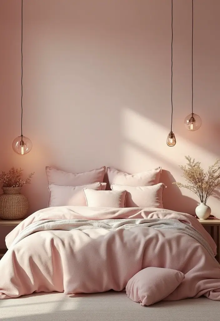Blush Lights with Plush Decorative Pillows