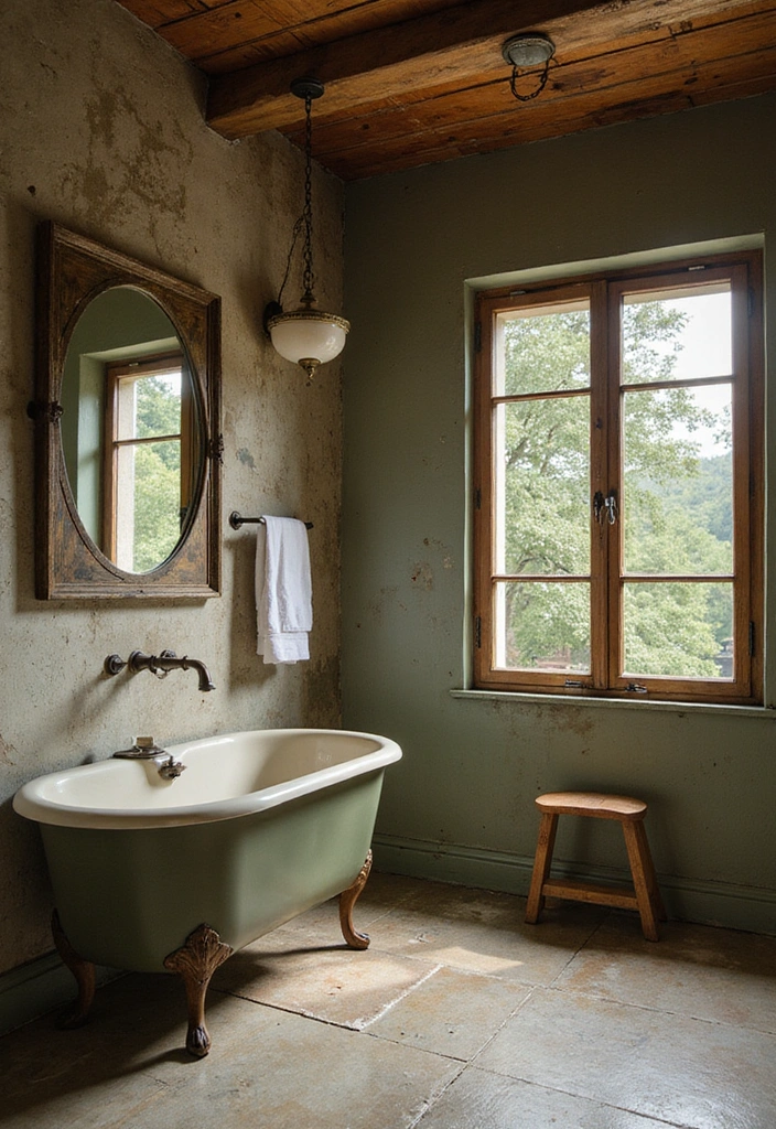 Serene Earthy Tones in Rustic Bathroom