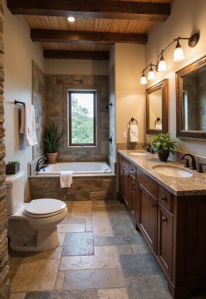 Rustic Stone Features in Bathroom