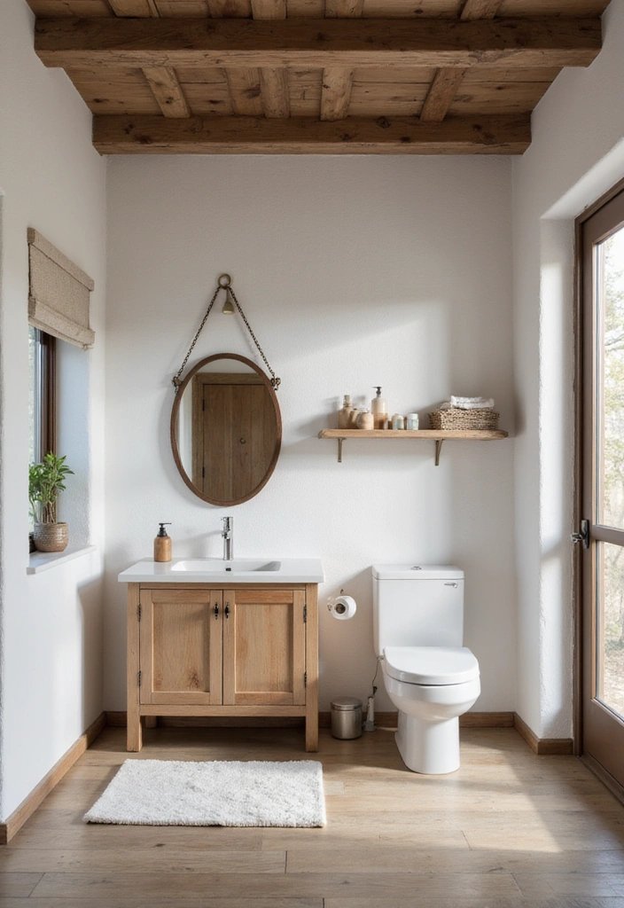 Sleek Minimalist Designs in Rustic Bathroom