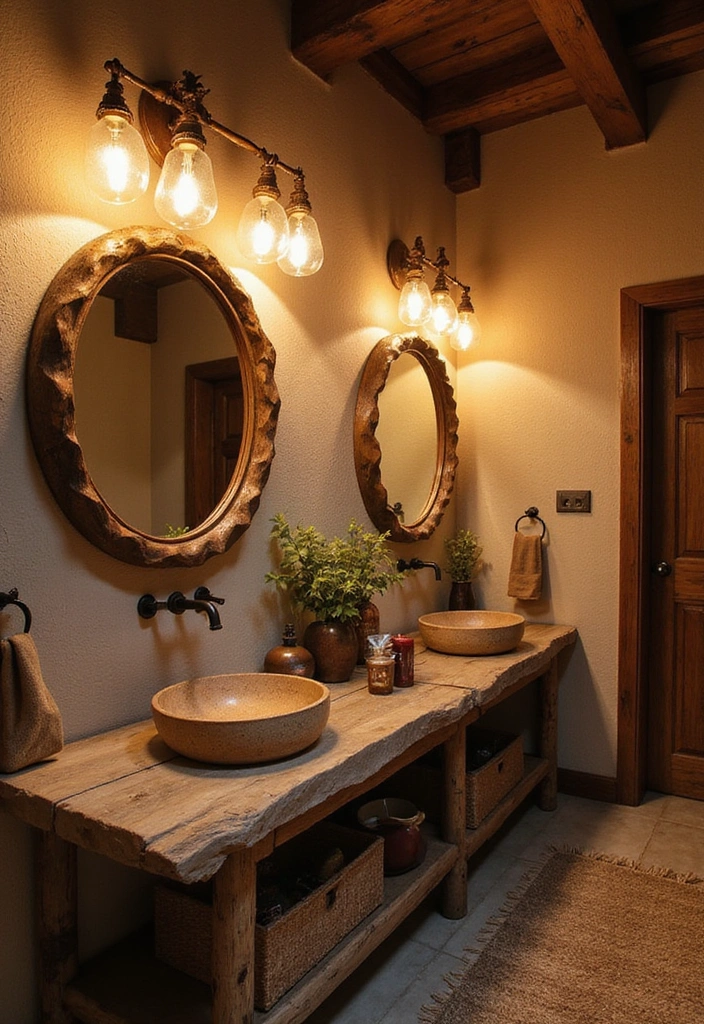 Rustic Lighting Options in Bathroom