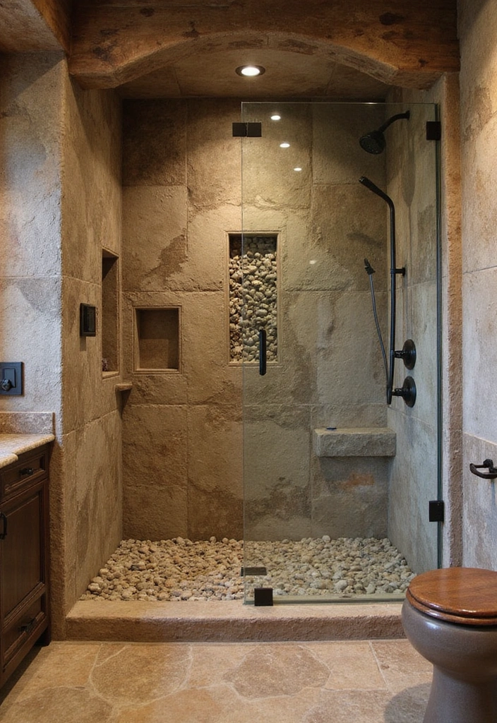 Natural Stone Showers in Rustic Bathroom