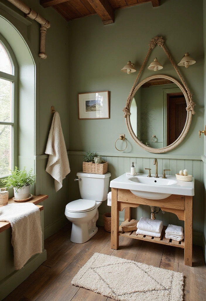 Earthy Color Palettes in Rustic Bathroom