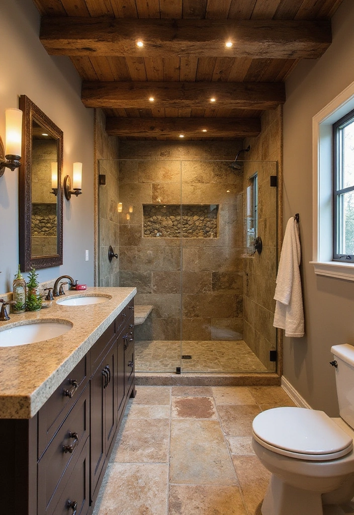 Natural Stone Features in Rustic Bathroom