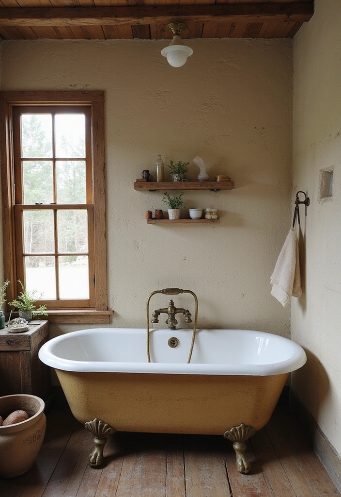 Vintage Fixtures in Rustic Bathroom