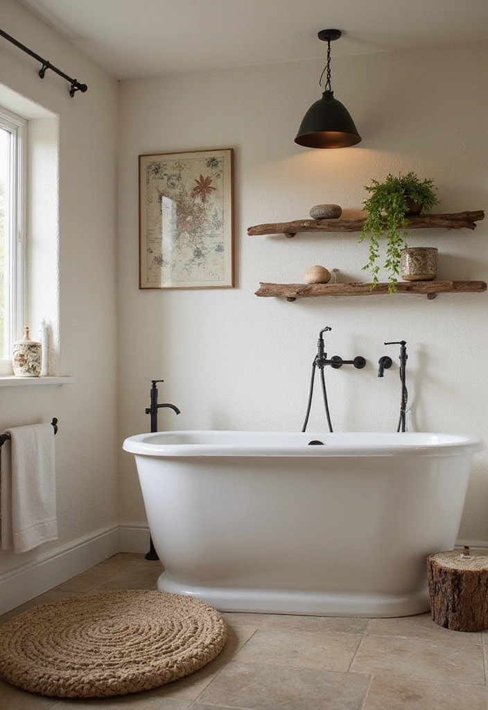 Natural Elements as Decor in Rustic Bathroom