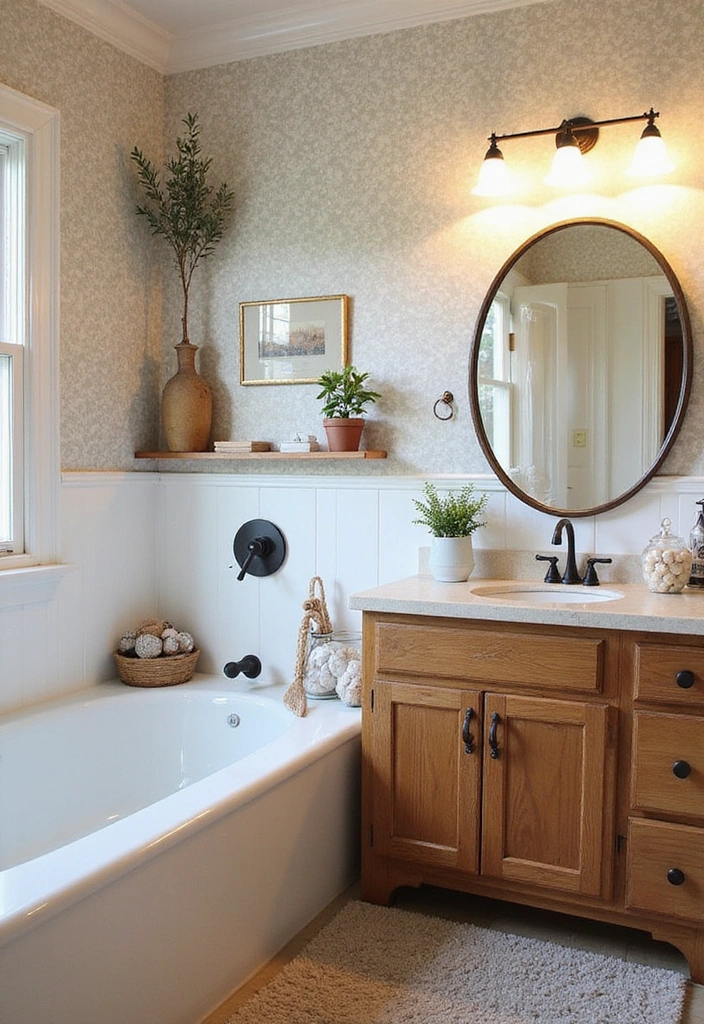 Customizable Decor in Rustic Bathroom