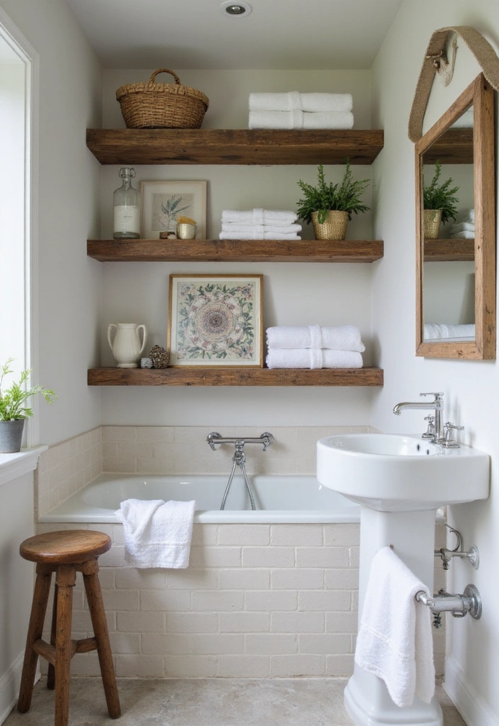 Open Shelving in Industrial Bathroom