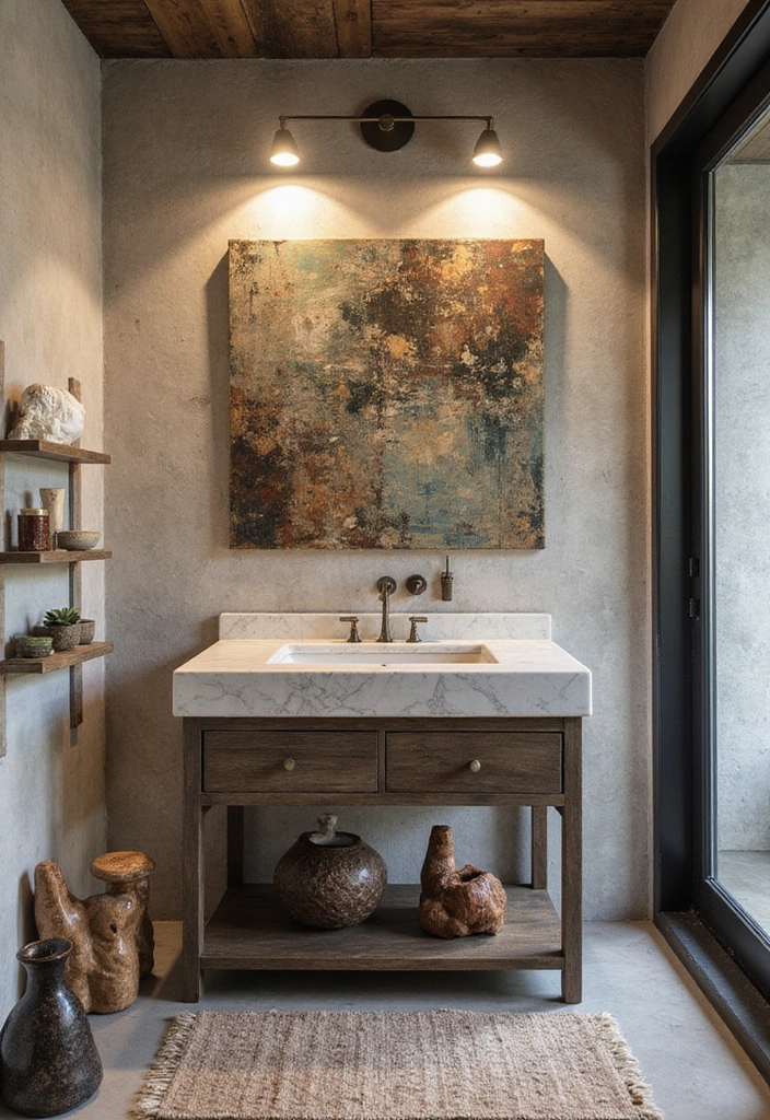 Artistic Elements in Industrial Bathroom