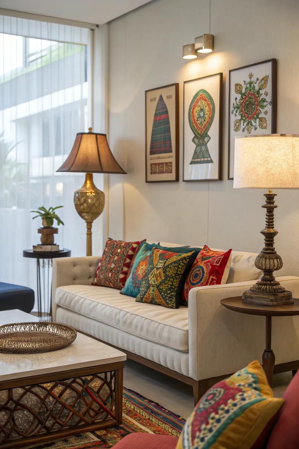 A harmonious mix of modern and eclectic decor elements.