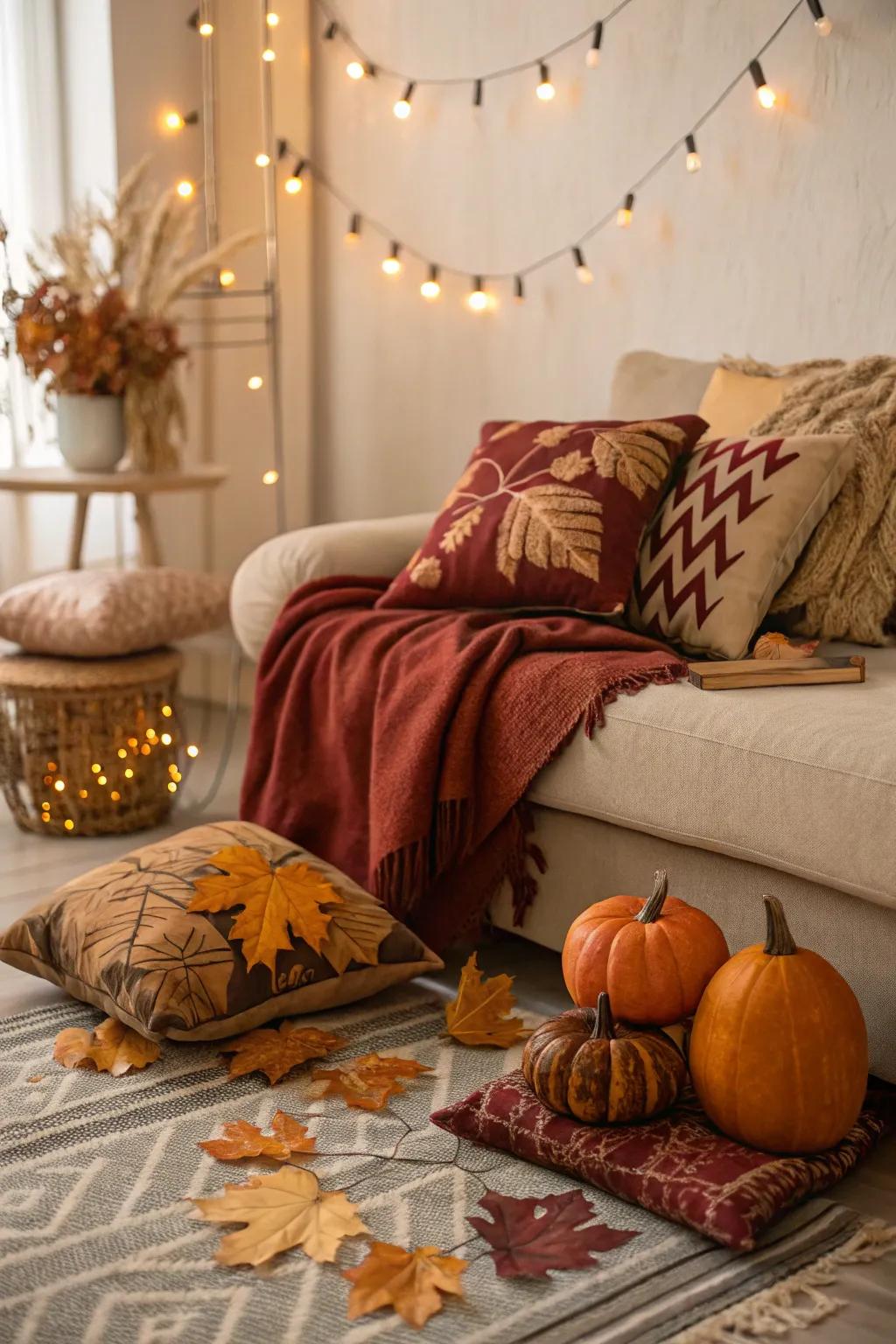 Seasonal decor elements bringing freshness to the room.