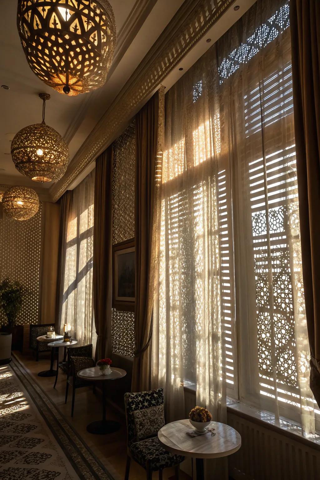 Creative use of light and shadow to add depth to the room.