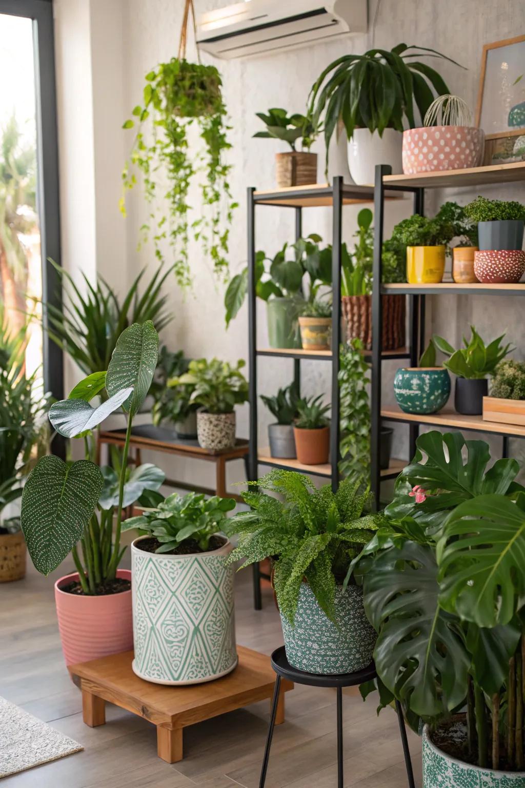 Indoor plants adding freshness and life to the decor.