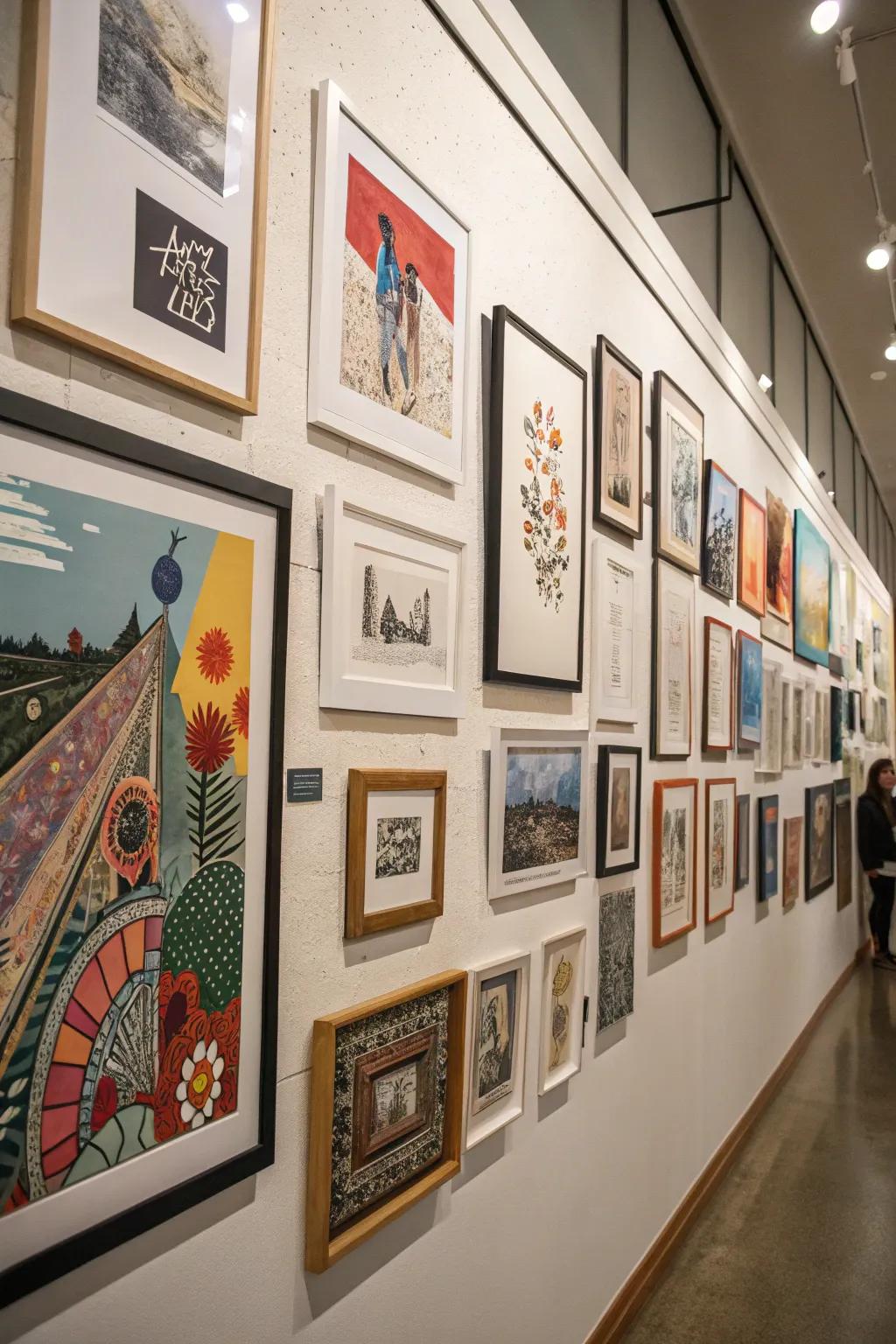 A curated art wall adding character and style to the room.