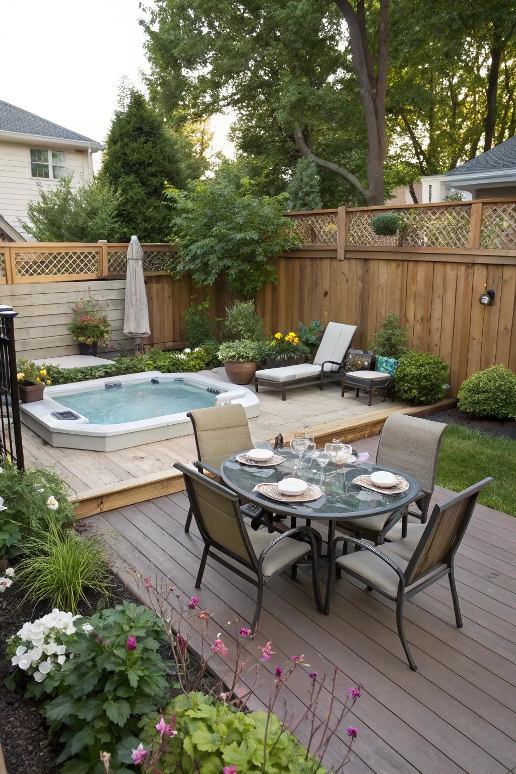 Multi-purpose decks enhance poolside functionality.