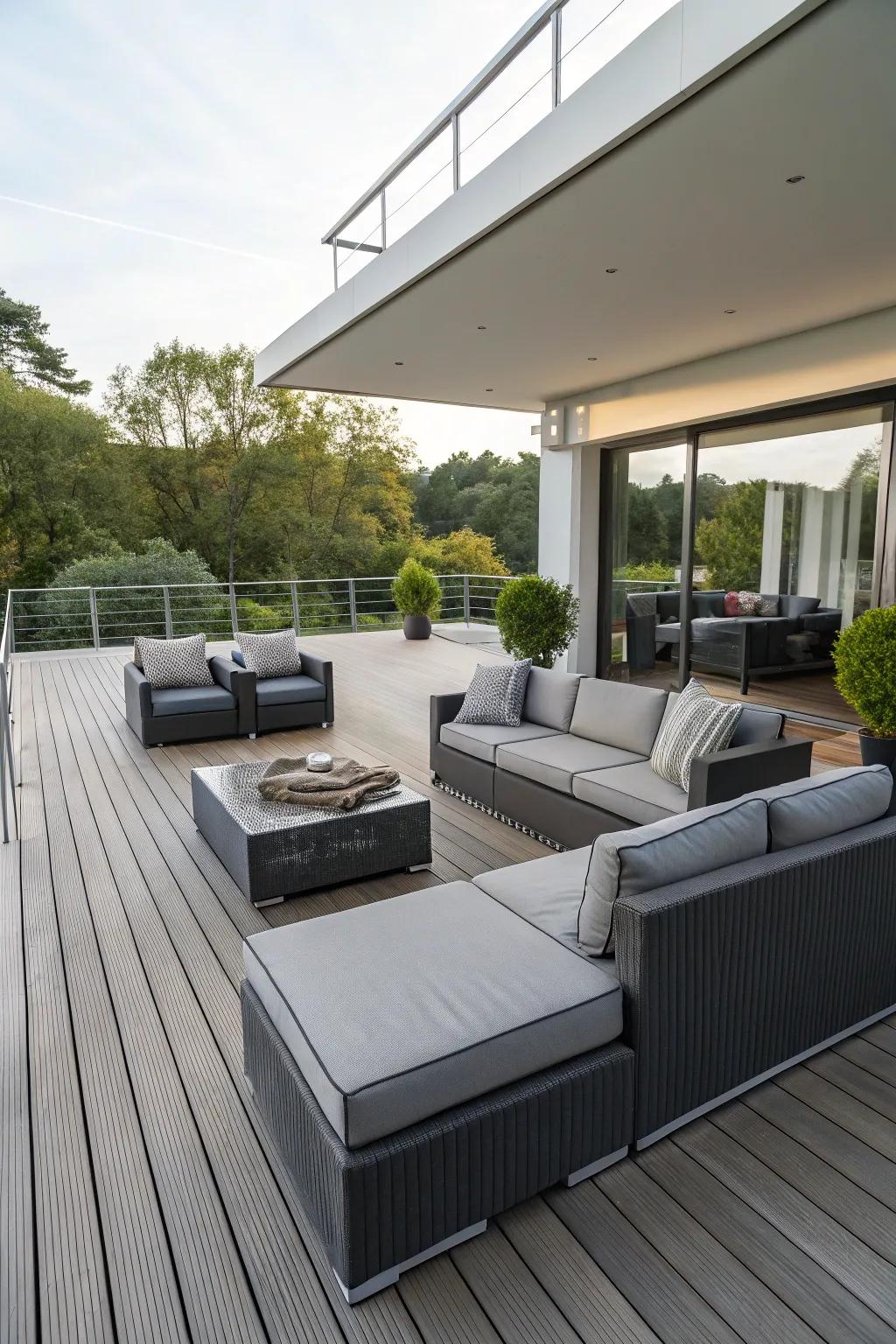 Flexible modular furniture perfect for adaptable deck layouts.