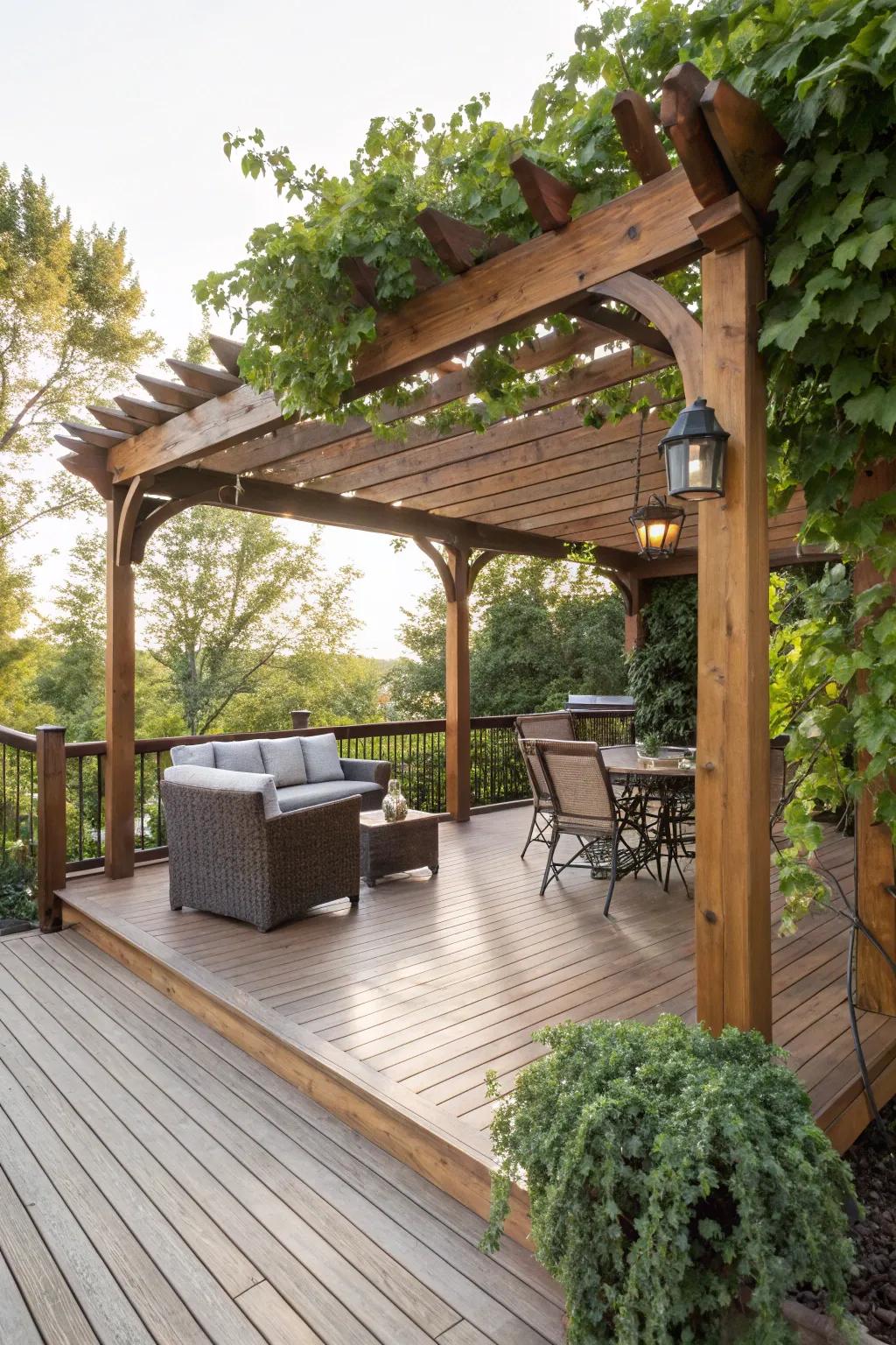 Elegant pergola providing shade and architectural interest.