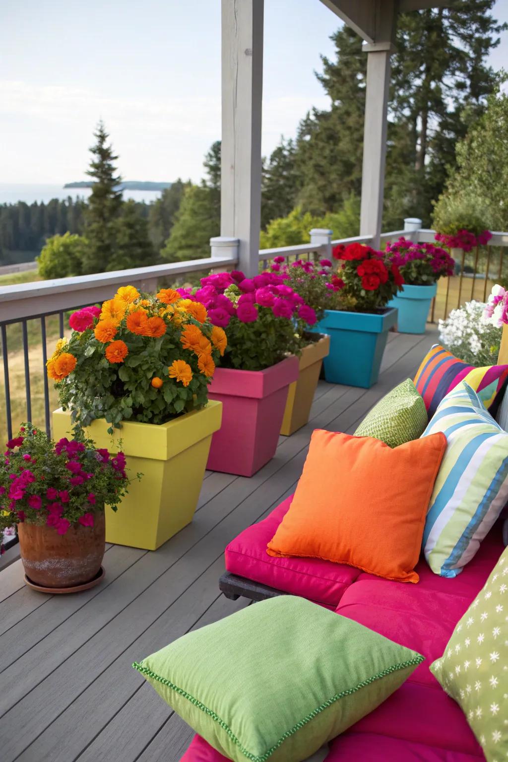 Bright colors enliven your deck space.