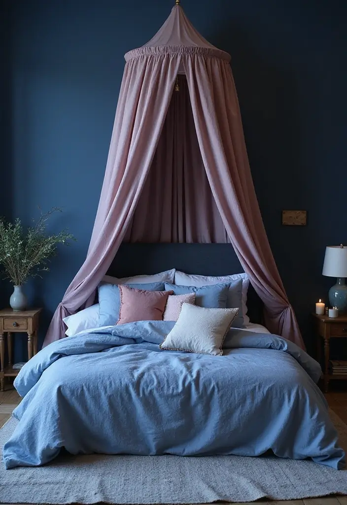 Dreamy Canopy in Navy Blue Boho Bedroom