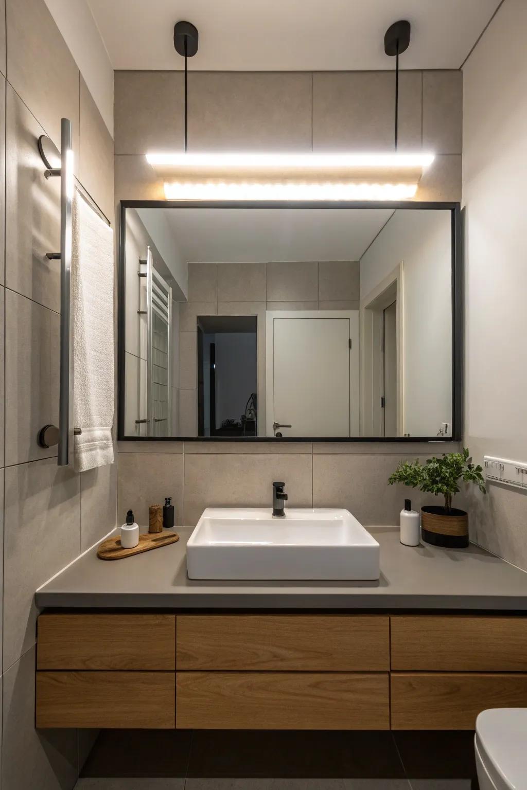 Minimalist bar lights offer clean, modern illumination.