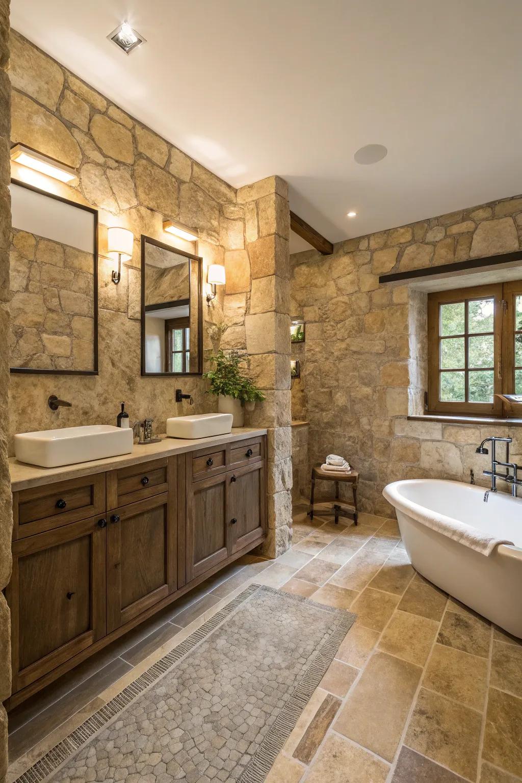 Natural stone accents add elegance and durability.