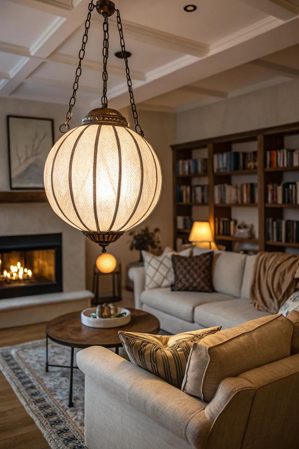 Decorative lighting enhances ambiance and style.