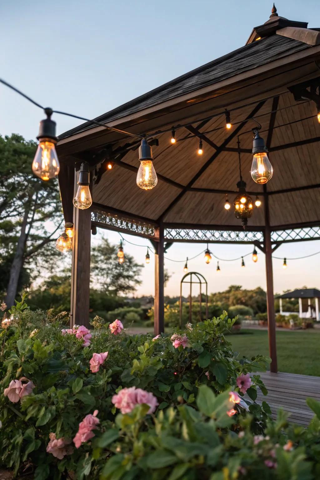 Edison bulbs hanging to create a vintage atmosphere.