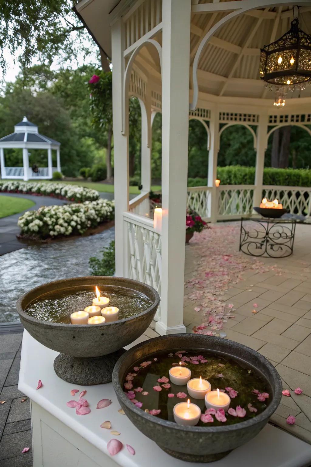Floating candles creating a peaceful ambiance.