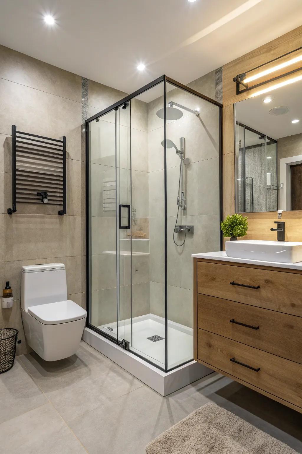 Glass enclosures offer a sleek and contemporary look.