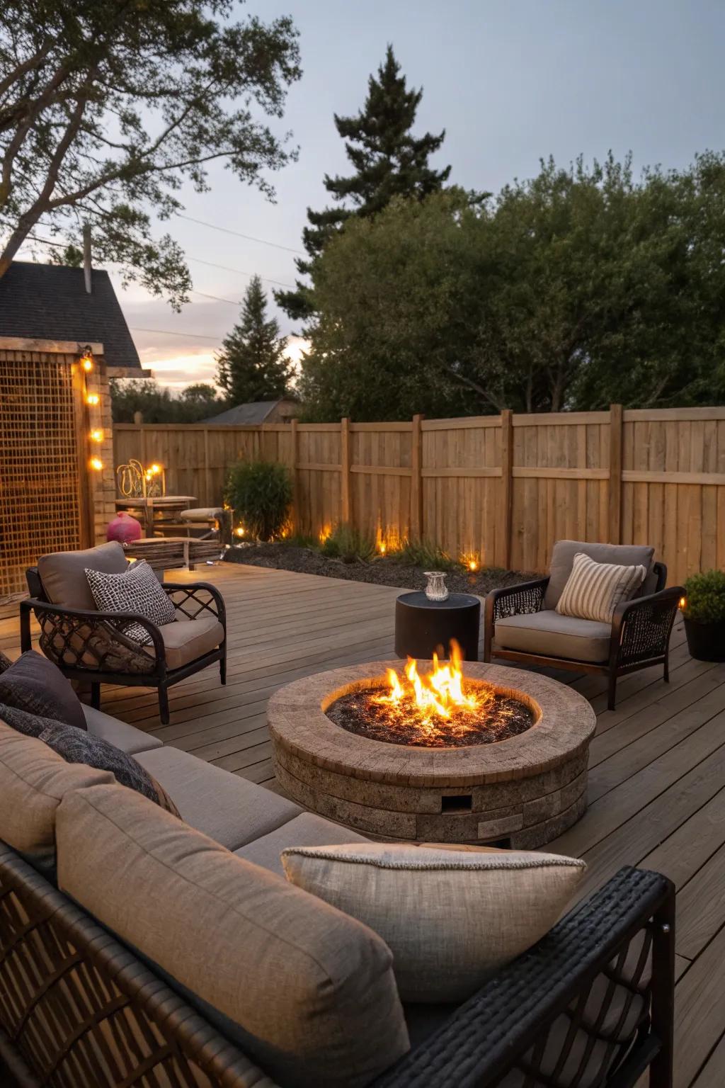 Fire pits create a cozy gathering spot on your deck.