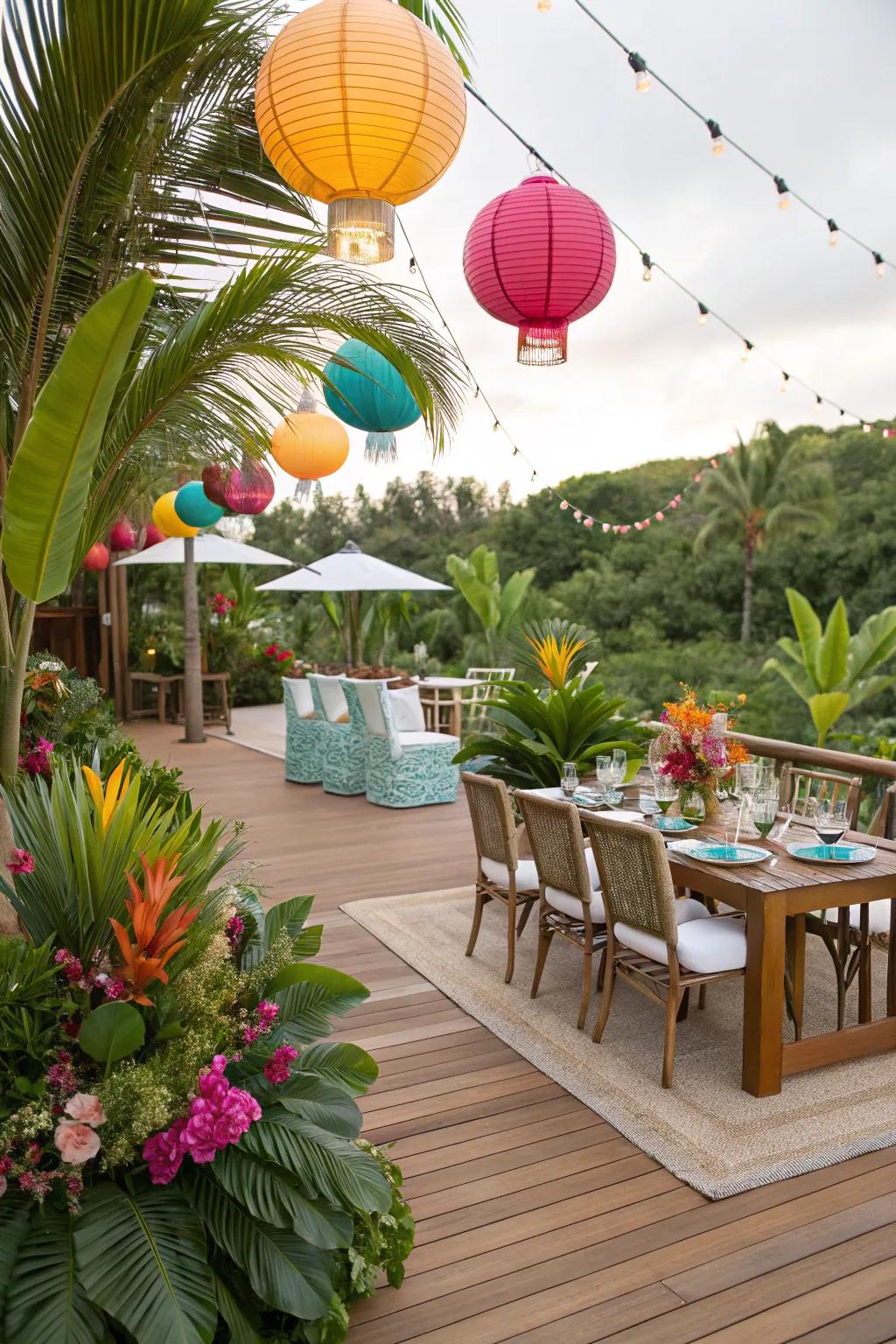 Themed decorations add personality and charm to your deck party.