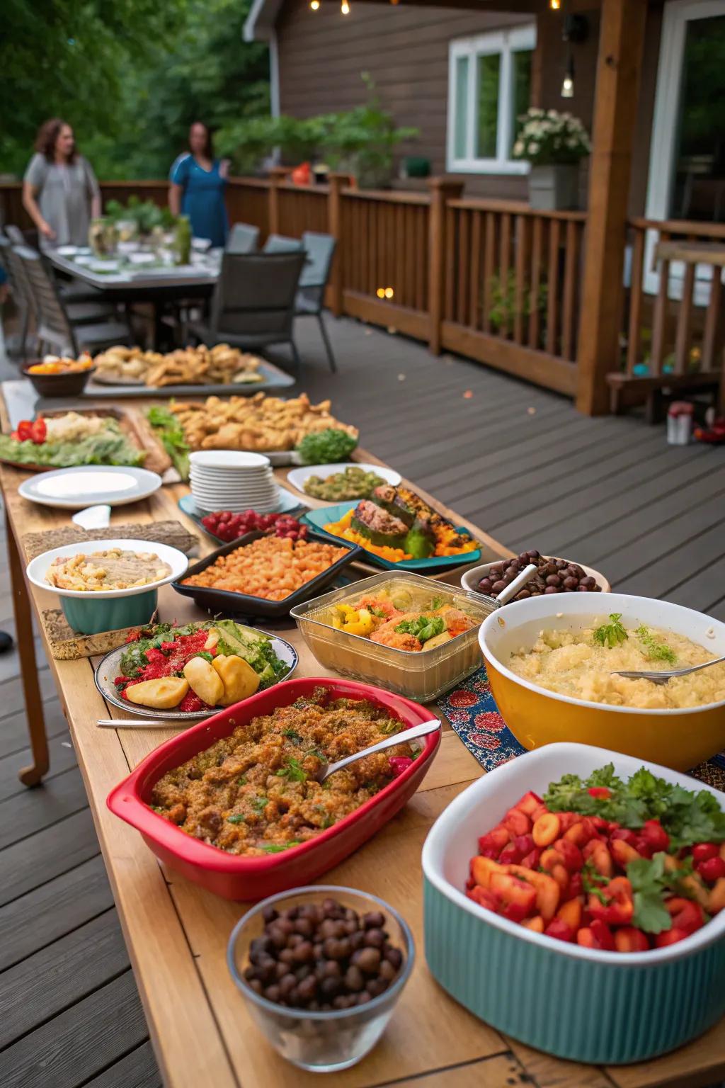Potluck dinners foster community and diverse flavors.