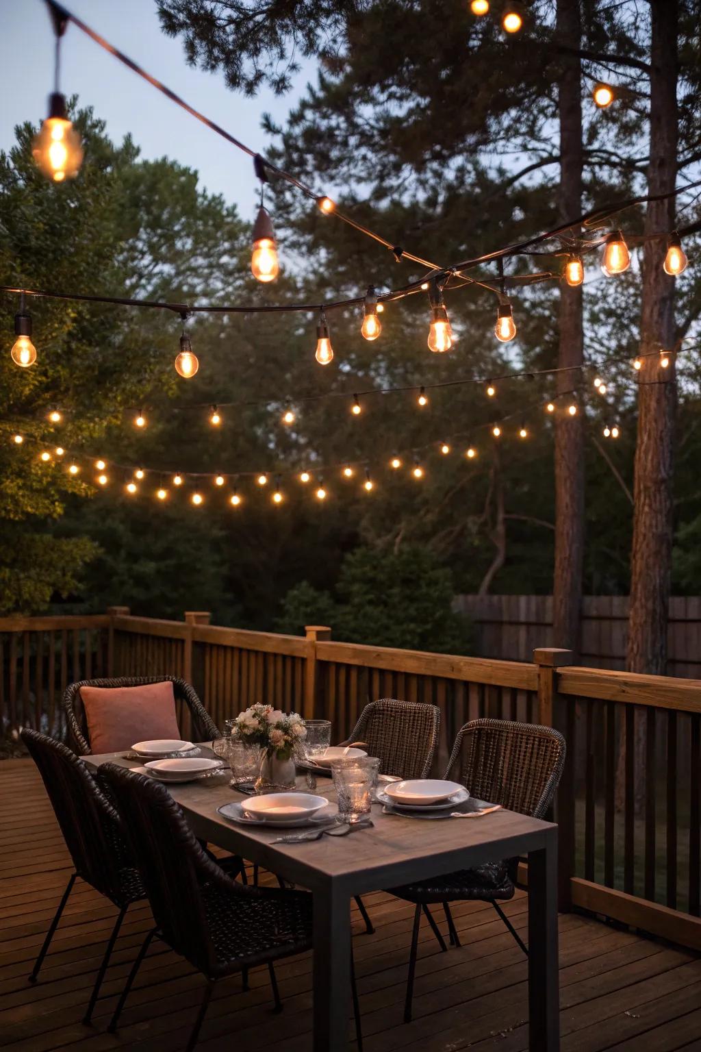 String lights add charm and warmth to your deck party.