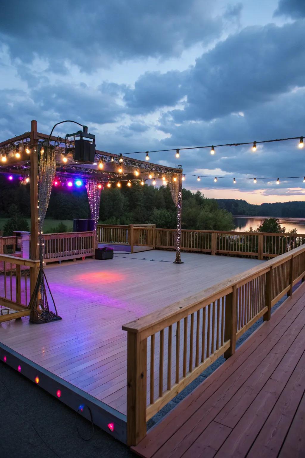 A dedicated dance floor livens up your deck party.