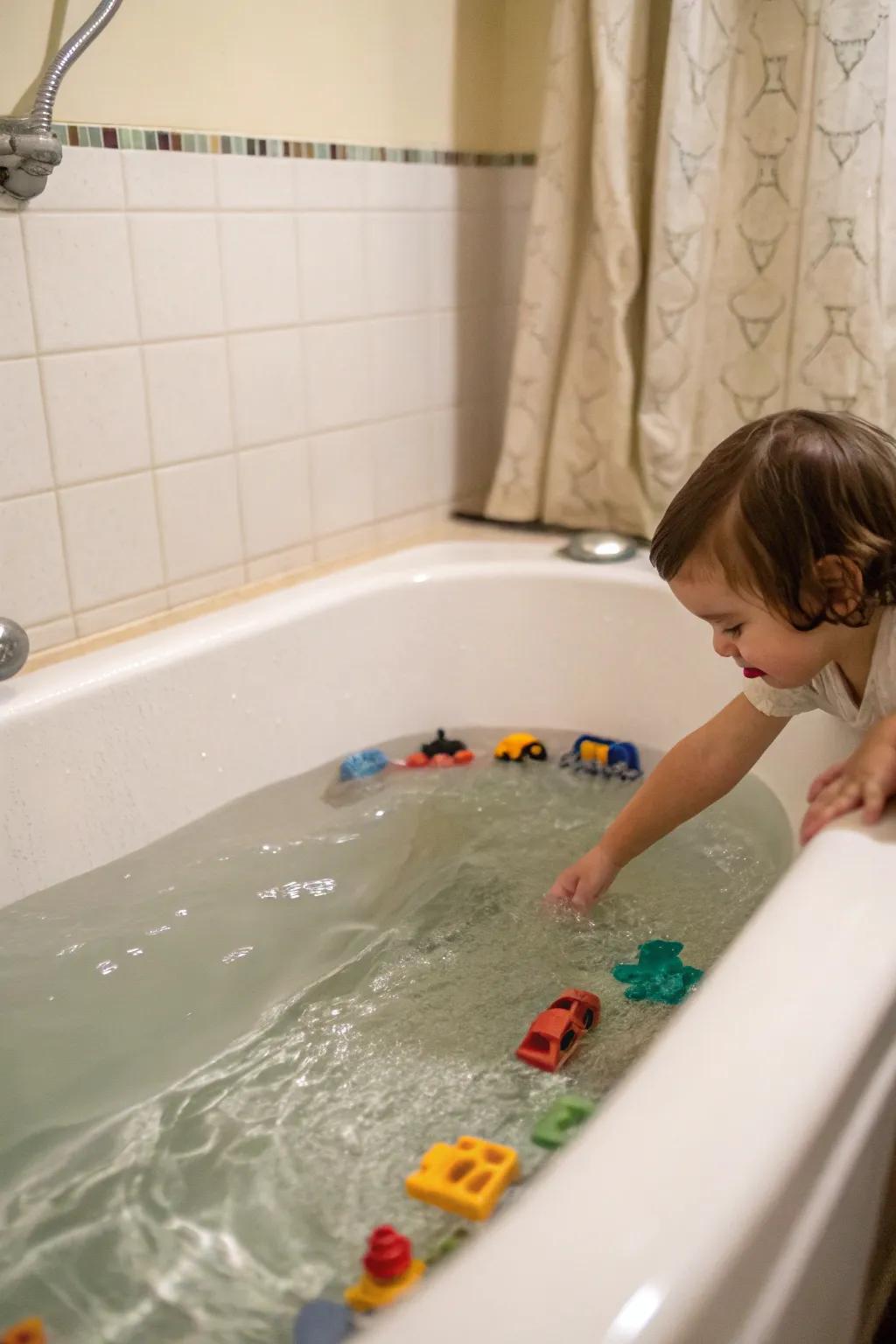 Engage in an exciting underwater treasure hunt during bath time.