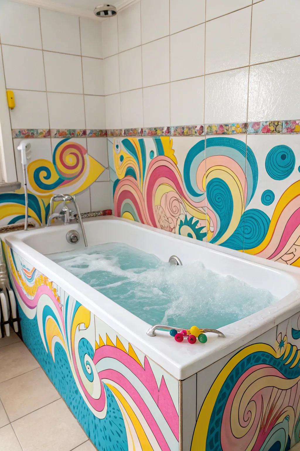 Turn your bathtub into a creative canvas with bath paints.