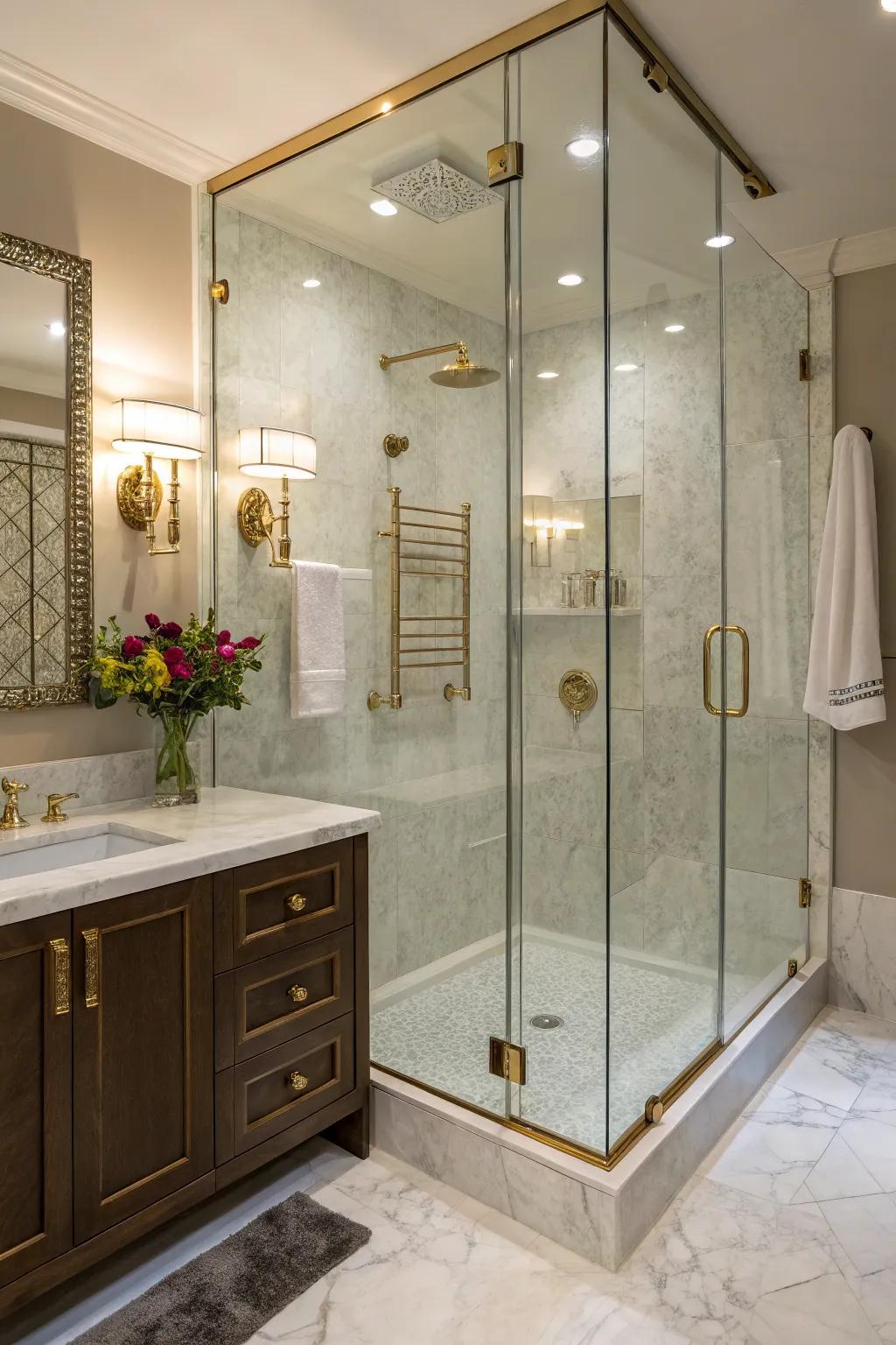 Unique fixtures add character and sophistication to shower spaces.
