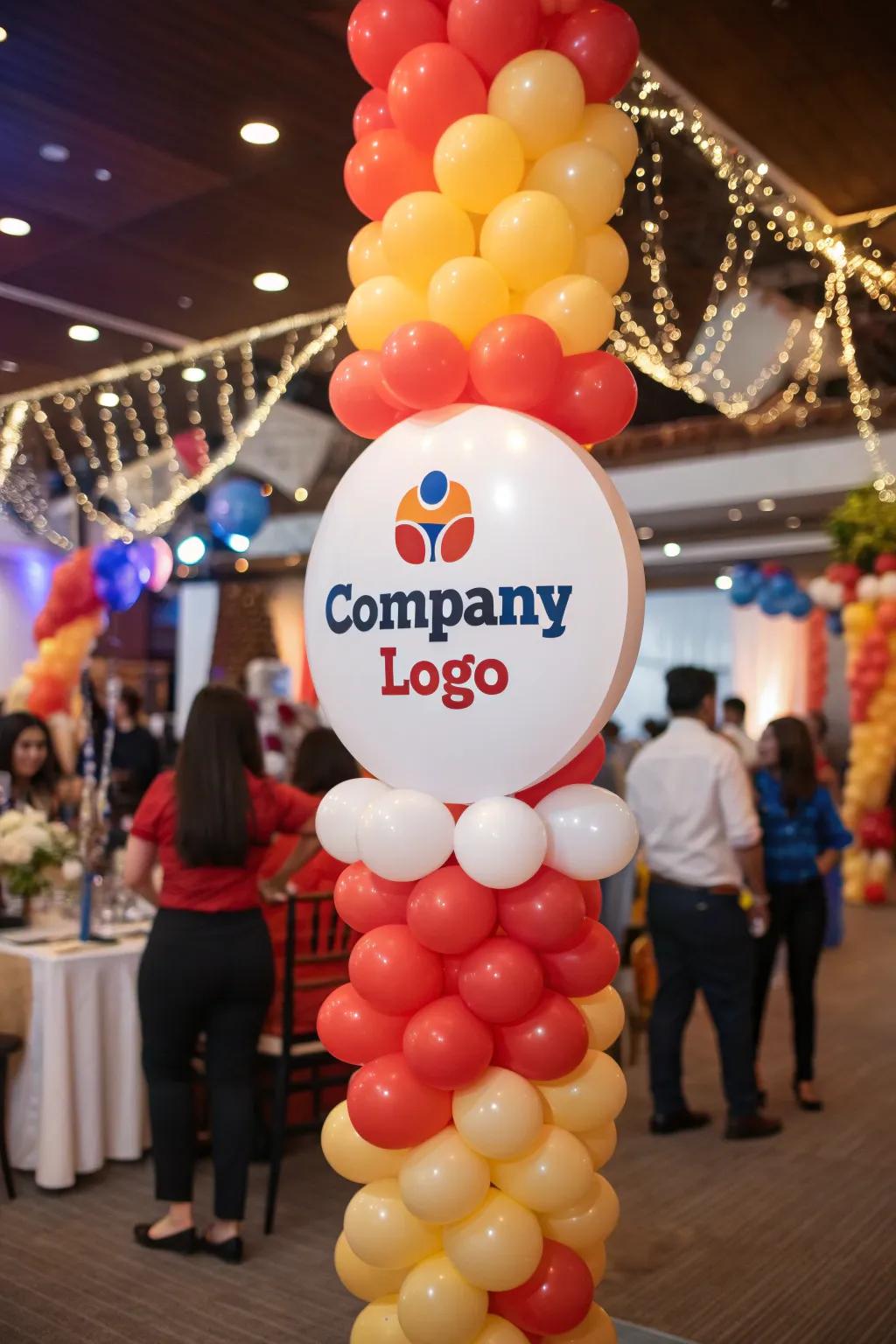 Custom balloon art showcasing logos and creative designs.