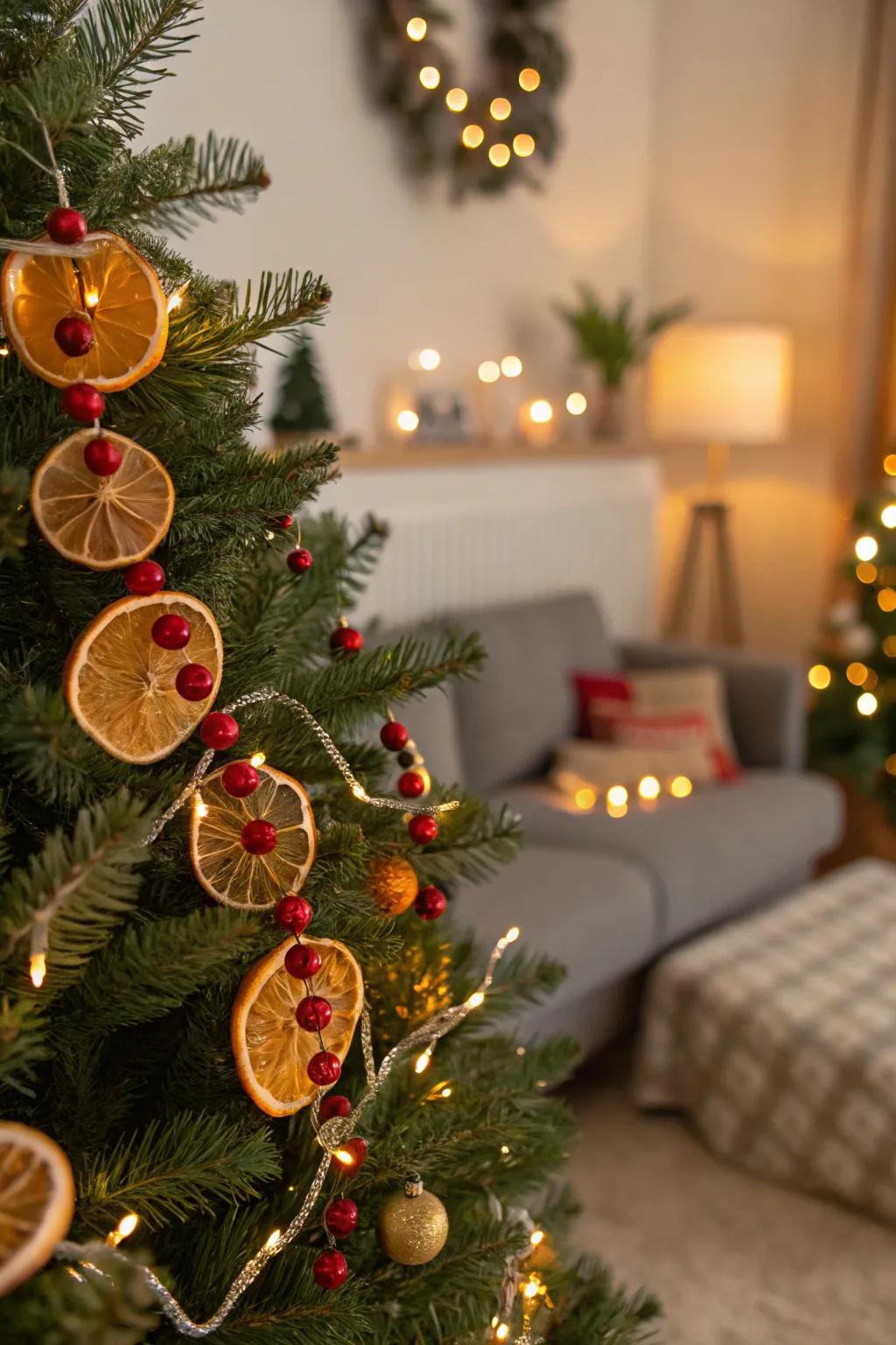 Dried citrus garlands add color and a fresh scent.