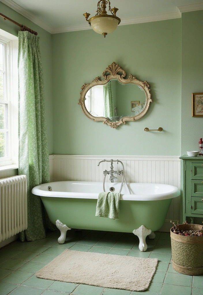 Retro Style Green & White Bathrooms