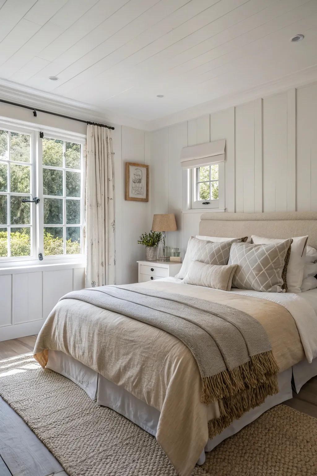 Soft neutral tones create tranquility.