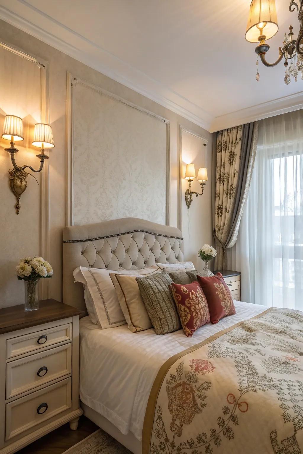 Wall sconces add style and save space.