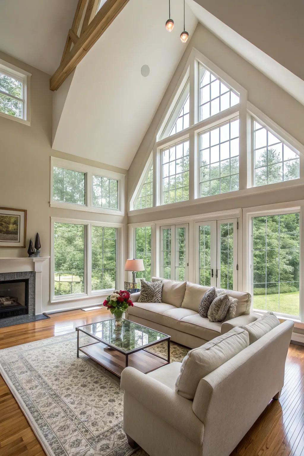Vaulted ceilings enhance spaciousness and grandeur.